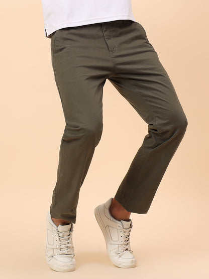 Casual Trousers for Men l Breathable & Soft with Color Fastness Regular Fit Cotton Blend Fabric Solid Pattern Button Closure