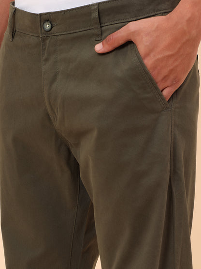 Casual Trousers for Men l Breathable & Soft with Color Fastness Regular Fit Cotton Blend Fabric Solid Pattern Button Closure