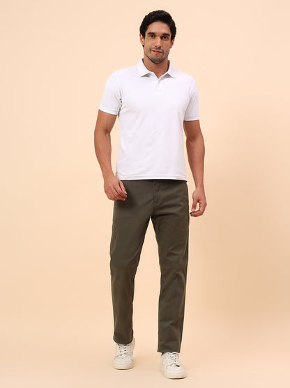 Casual Trousers for Men l Breathable & Soft with Color Fastness Regular Fit Cotton Blend Fabric Solid Pattern Button Closure