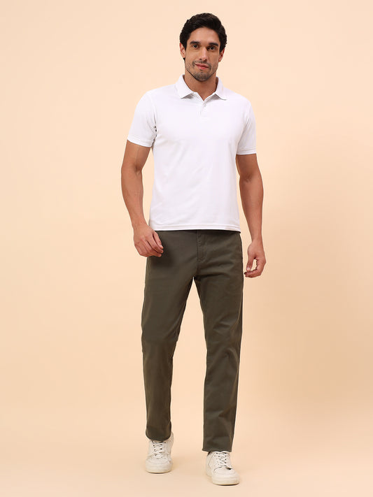 Casual Trousers for Men l Breathable & Soft with Color Fastness Regular Fit Cotton Blend Fabric Solid Pattern Button Closure