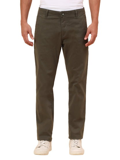 Casual Trousers for Men l Breathable & Soft with Color Fastness Regular Fit Cotton Blend Fabric Solid Pattern Button Closure