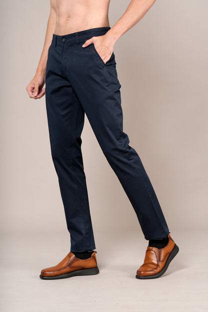 Casual Trouser for Men | Breathable & Soft with Color Fastness Regular Fit Cotton Blend Fabric Solid Pattern Button Closure