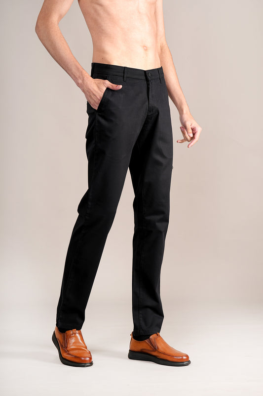 Casual Trouser for Men | Breathable & Soft with Color Fastness Regular Fit Cotton Blend Fabric Solid Pattern Button Closure