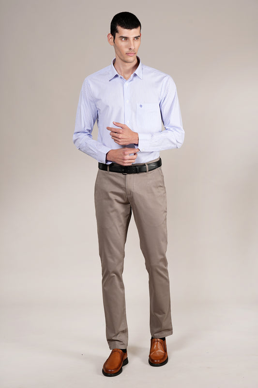 Casual Trouser for Men | Breathable & Soft with Color Fastness Regular Fit Cotton Blend Fabric Solid Pattern Button Closure