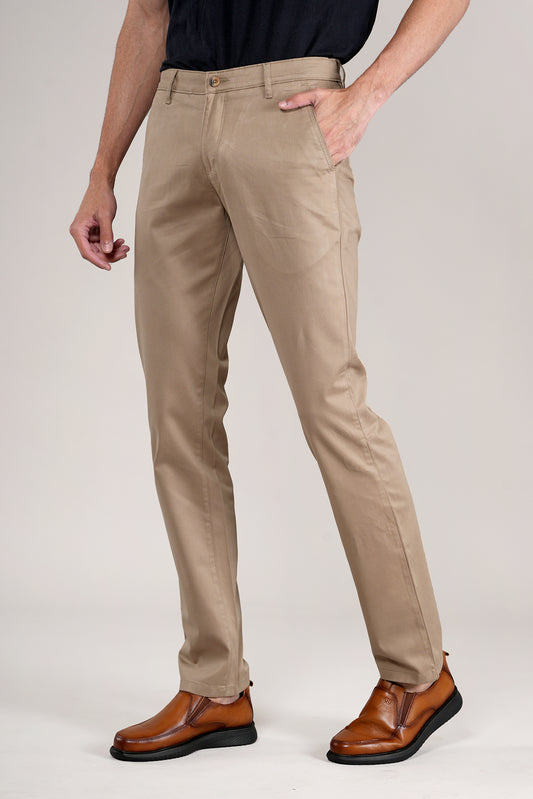 Casual Trouser for Men | Breathable & Soft with Color Fastness Regular Fit Cotton Blend Fabric Solid Pattern Button Closure