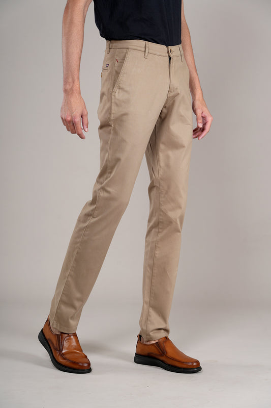 Casual Trouser for Men | Breathable & Soft with Color Fastness Regular Fit Cotton Blend Fabric Solid Pattern Button Closure