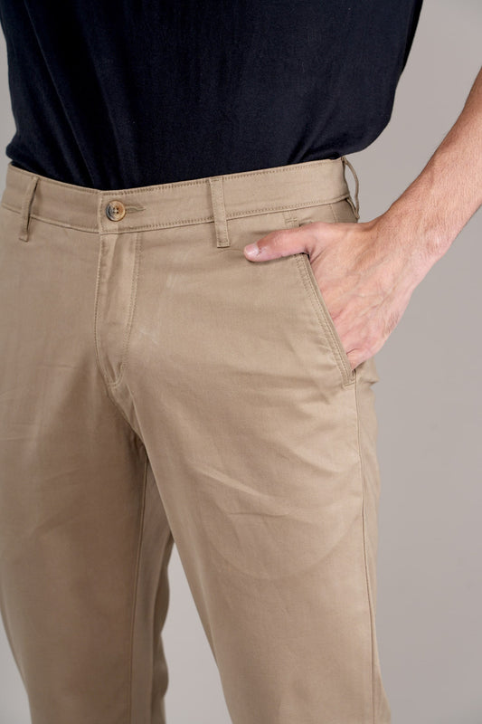 Casual Trouser for Men | Breathable & Soft with Color Fastness Regular Fit Cotton Blend Fabric Solid Pattern Button Closure