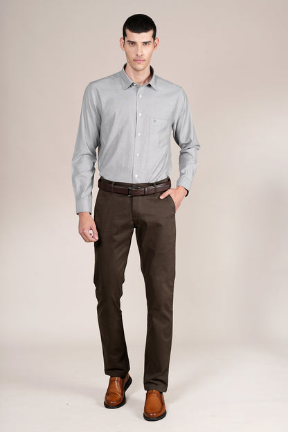 Casual Trouser for Men | Breathable & Soft with Color Fastness Regular Fit Cotton Blend Fabric Solid Pattern Button Closure