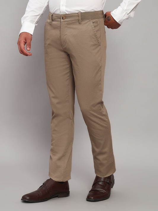 Casual Trouser for Men | Breathable & Soft with Color Fastness Regular Fit Cotton Blend Fabric Solid Pattern Button Closure
