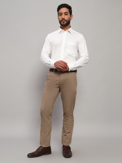 Casual Trouser for Men | Breathable & Soft with Color Fastness Regular Fit Cotton Blend Fabric Solid Pattern Button Closure