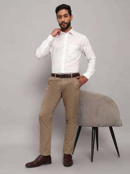 Casual Trouser for Men | Breathable & Soft with Color Fastness Regular Fit Cotton Blend Fabric Solid Pattern Button Closure