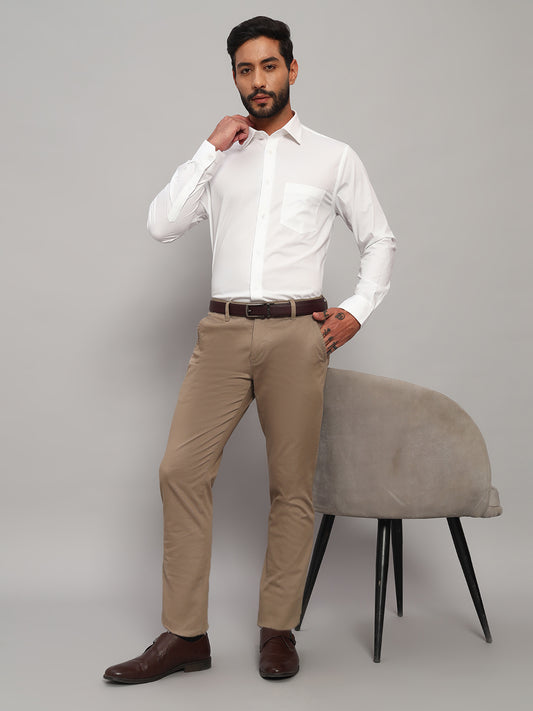 Casual Trouser for Men | Breathable & Soft with Color Fastness Regular Fit Cotton Blend Fabric Solid Pattern Button Closure
