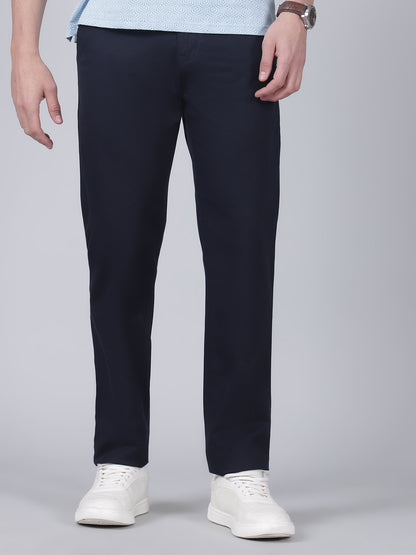 Casual Trouser for Men | Breathable & Soft with Color Fastness Regular Fit Cotton Blend Fabric Solid Pattern Button Closure