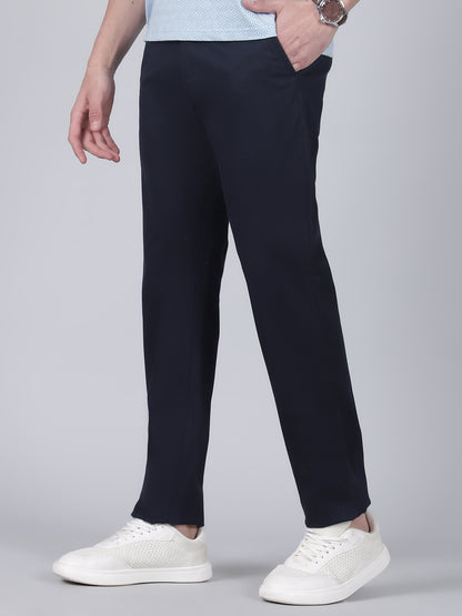 Casual Trouser for Men | Breathable & Soft with Color Fastness Regular Fit Cotton Blend Fabric Solid Pattern Button Closure