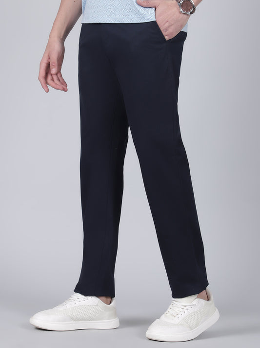 Casual Trouser for Men | Breathable & Soft with Color Fastness Regular Fit Cotton Blend Fabric Solid Pattern Button Closure