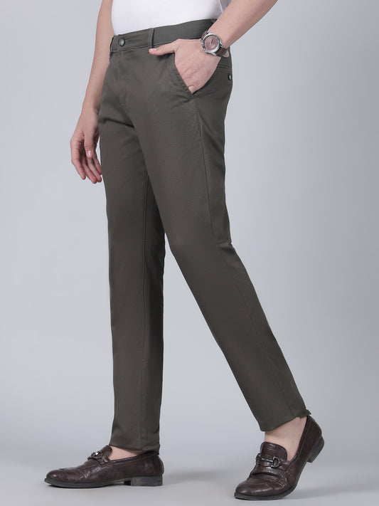 Casual Trouser for Men | Breathable & Soft with Color Fastness Regular Fit Cotton Blend Fabric Solid Pattern Button Closure