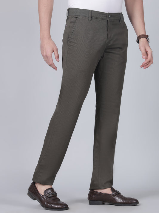 Casual Trouser for Men | Breathable & Soft with Color Fastness Regular Fit Cotton Blend Fabric Solid Pattern Button Closure