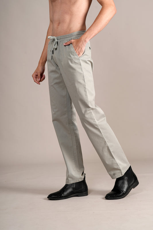 Casual Trouser for Men | Breathable & Soft with Color Fastness Regular Fit Cotton Blend Fabric Solid Pattern Drawstring Closure