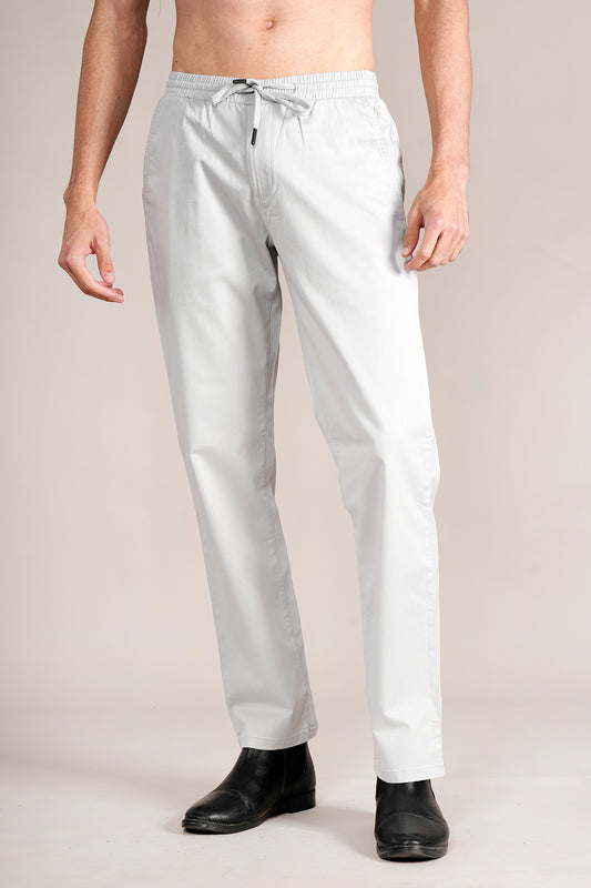 Casual Trouser for Men | Breathable & Soft with Color Fastness Regular Fit Cotton Blend Fabric Solid Pattern Drawstring Closure