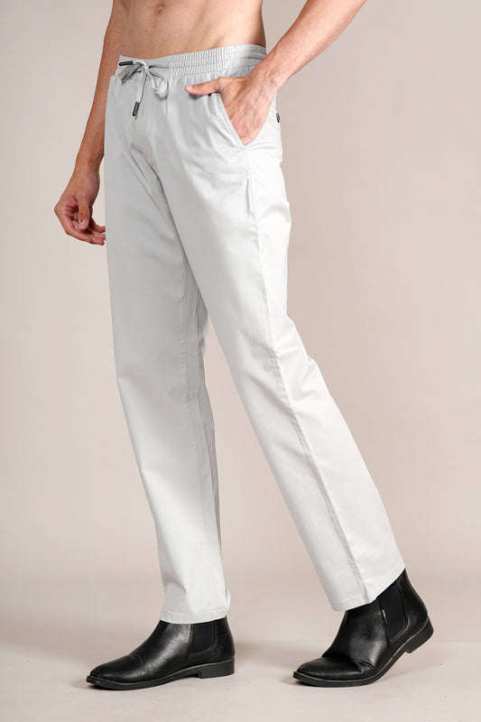 Casual Trouser for Men | Breathable & Soft with Color Fastness Regular Fit Cotton Blend Fabric Solid Pattern Drawstring Closure