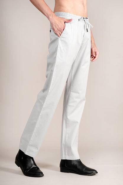 Casual Trouser for Men | Breathable & Soft with Color Fastness Regular Fit Cotton Blend Fabric Solid Pattern Drawstring Closure