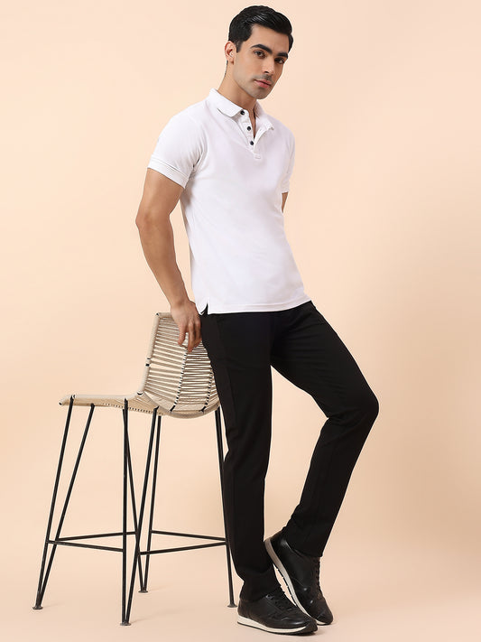 Casual Trouser for Men | Breathable & Soft with Color Fastness Regular Fit Polyester Fabric Solid Pattern Button Closure