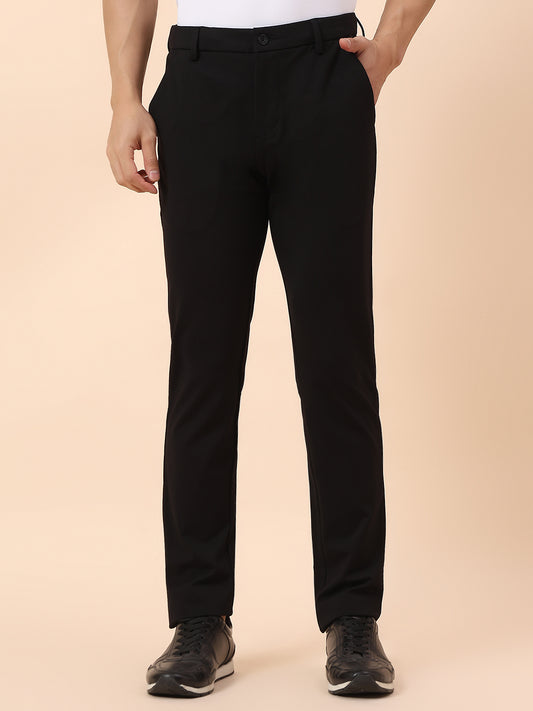 Casual Trouser for Men | Breathable & Soft with Color Fastness Regular Fit Polyester Fabric Solid Pattern Button Closure
