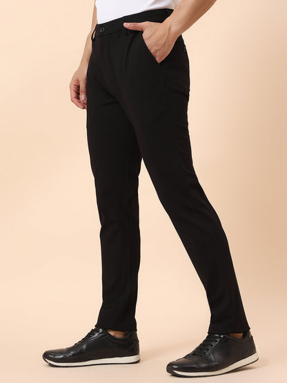 Casual Trouser for Men | Breathable & Soft with Color Fastness Regular Fit Polyester Fabric Solid Pattern Button Closure