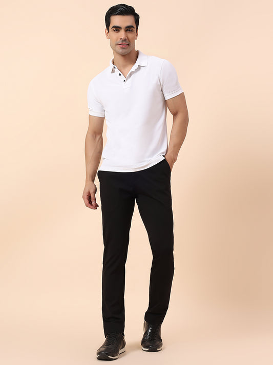 Casual Trouser for Men | Breathable & Soft with Color Fastness Regular Fit Polyester Fabric Solid Pattern Button Closure