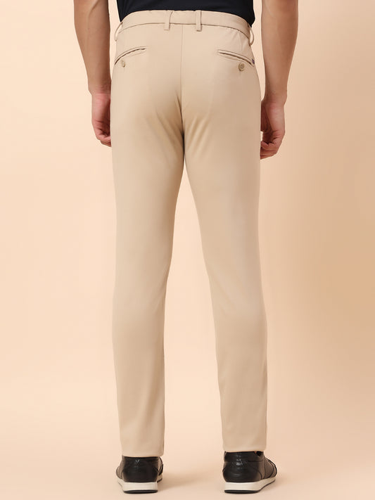 Casual Trouser for Men | Breathable & Soft with Color Fastness Regular Fit Polyester Fabric Solid Pattern Button Closure