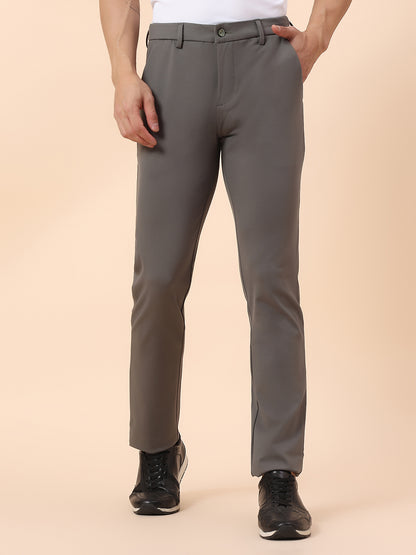 Casual Trouser for Men | Breathable & Soft with Color Fastness Regular Fit Polyester Fabric Solid Pattern Button Closure