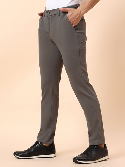 Casual Trouser for Men | Breathable & Soft with Color Fastness Regular Fit Polyester Fabric Solid Pattern Button Closure