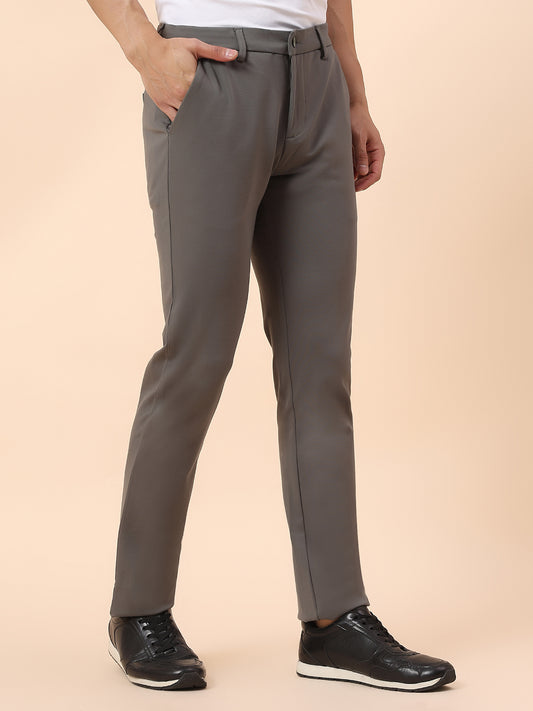 Casual Trouser for Men | Breathable & Soft with Color Fastness Regular Fit Polyester Fabric Solid Pattern Button Closure