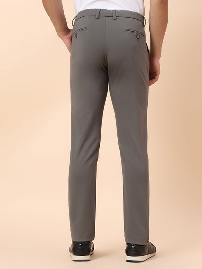 Casual Trouser for Men | Breathable & Soft with Color Fastness Regular Fit Polyester Fabric Solid Pattern Button Closure