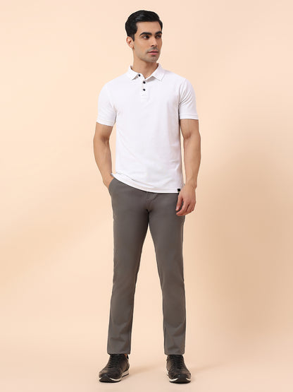 Casual Trouser for Men | Breathable & Soft with Color Fastness Regular Fit Polyester Fabric Solid Pattern Button Closure