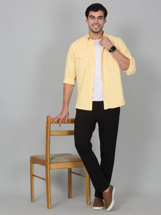 Casual Trouser for Men | Breathable & Soft with Color Fastness Regular Fit Poly Cotton Fabric Solid Pattern Button Closure