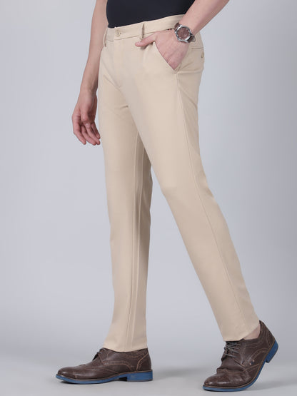 Casual Trouser for Men | Breathable & Soft with Color Fastness Regular Fit Poly Cotton Fabric Solid Pattern Button Closure