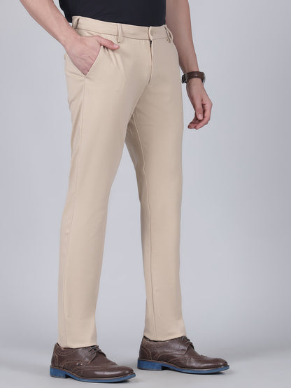 Casual Trouser for Men | Breathable & Soft with Color Fastness Regular Fit Poly Cotton Fabric Solid Pattern Button Closure