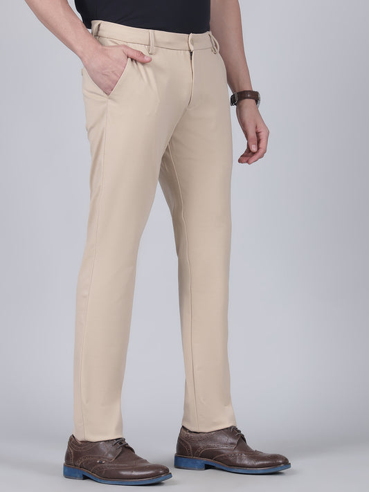 Casual Trouser for Men | Breathable & Soft with Color Fastness Regular Fit Poly Cotton Fabric Solid Pattern Button Closure