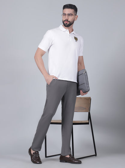Casual Trouser for Men | Breathable & Soft with Color Fastness Regular Fit Poly Cotton Fabric Solid Pattern Button Closure