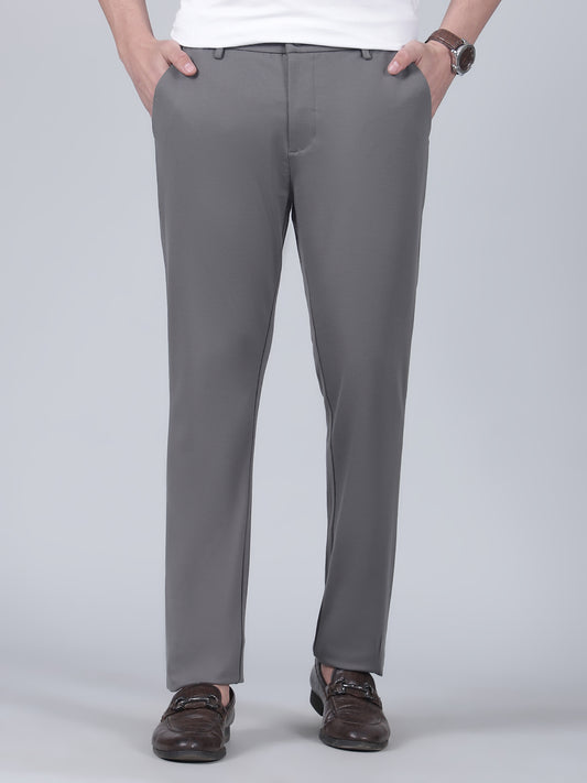 Casual Trouser for Men | Breathable & Soft with Color Fastness Regular Fit Poly Cotton Fabric Solid Pattern Button Closure