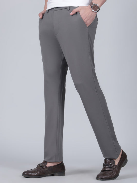 Casual Trouser for Men | Breathable & Soft with Color Fastness Regular Fit Poly Cotton Fabric Solid Pattern Button Closure