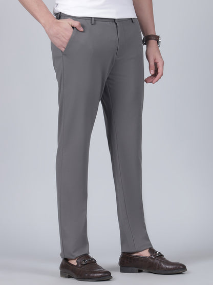 Casual Trouser for Men | Breathable & Soft with Color Fastness Regular Fit Poly Cotton Fabric Solid Pattern Button Closure