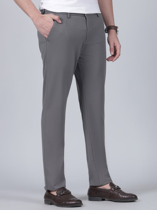 Casual Trouser for Men | Breathable & Soft with Color Fastness Regular Fit Poly Cotton Fabric Solid Pattern Button Closure