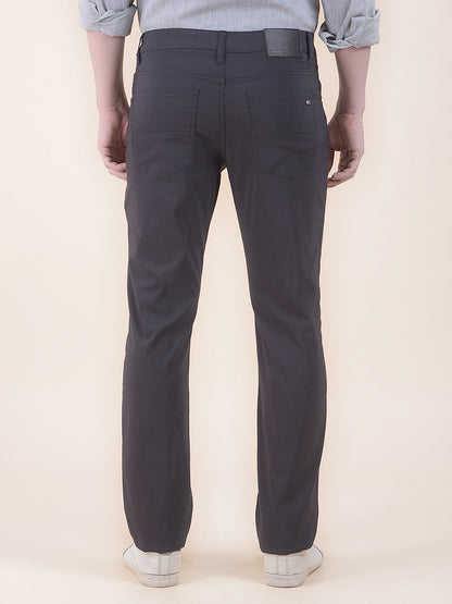 Men's Dark grey Solid Smart Fit Casual Trouser