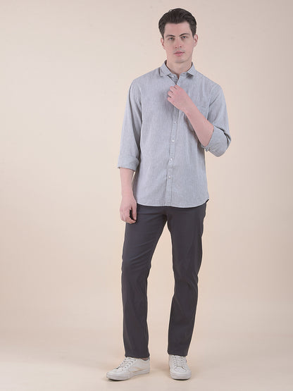 Men's Dark grey Solid Smart Fit Casual Trouser