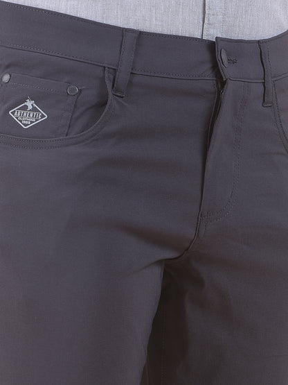 Men's Dark grey Solid Smart Fit Casual Trouser