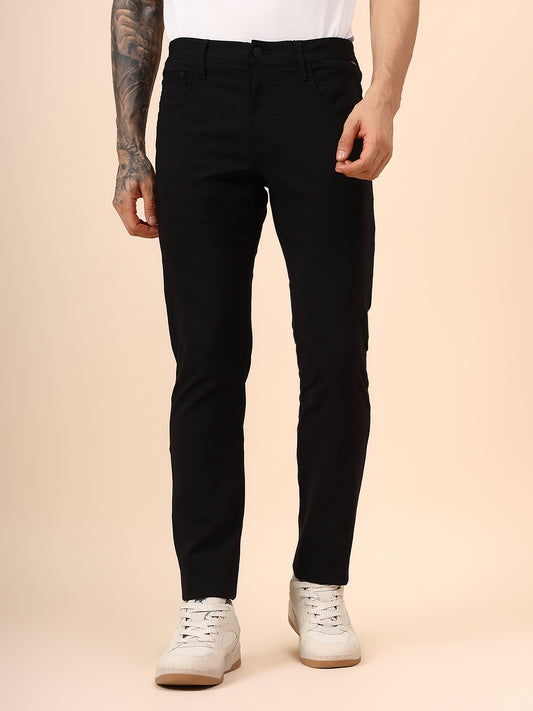 Casual Trouser for Men | Breathable & Soft with Color Fastness Regular Fit Spandex Fabric Solid Pattern Button Closure