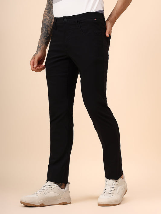 Casual Trouser for Men | Breathable & Soft with Color Fastness Regular Fit Spandex Fabric Solid Pattern Button Closure