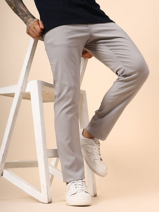 Casual Trouser for Men | Breathable & Soft with Color Fastness Regular Fit Spandex Fabric Solid Pattern Button Closure